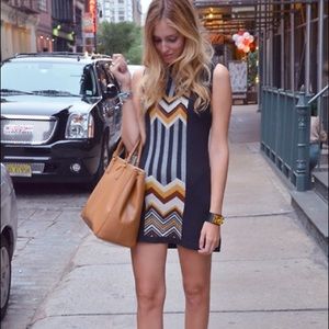 Missoni Sweater Knit Chevron Stripe Dress Black Medium Sleeveless